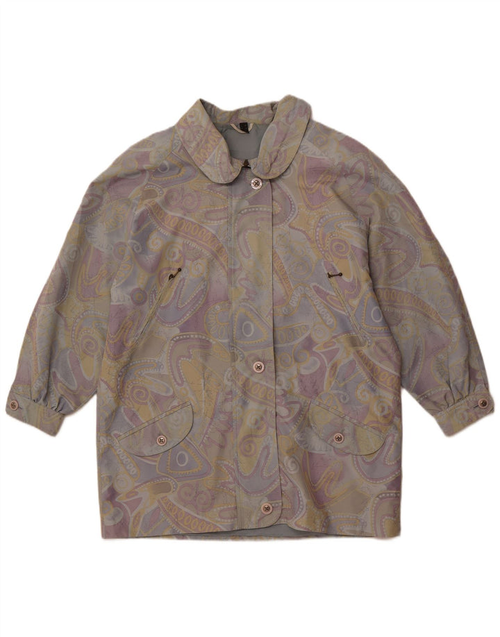 VINTAGE Womens Abstract Pattern Windbreaker Coat EU 42 Large Multicoloured