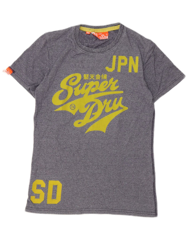 Superdry Mens Graphic T-Shirt Top Medium Navy Blue Flecked Cotton
