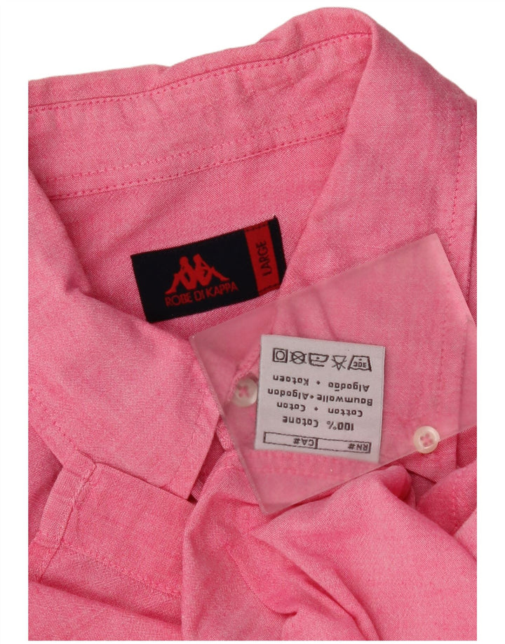 Kappa Mens Short Sleeve Shirt Large Pink Cotton