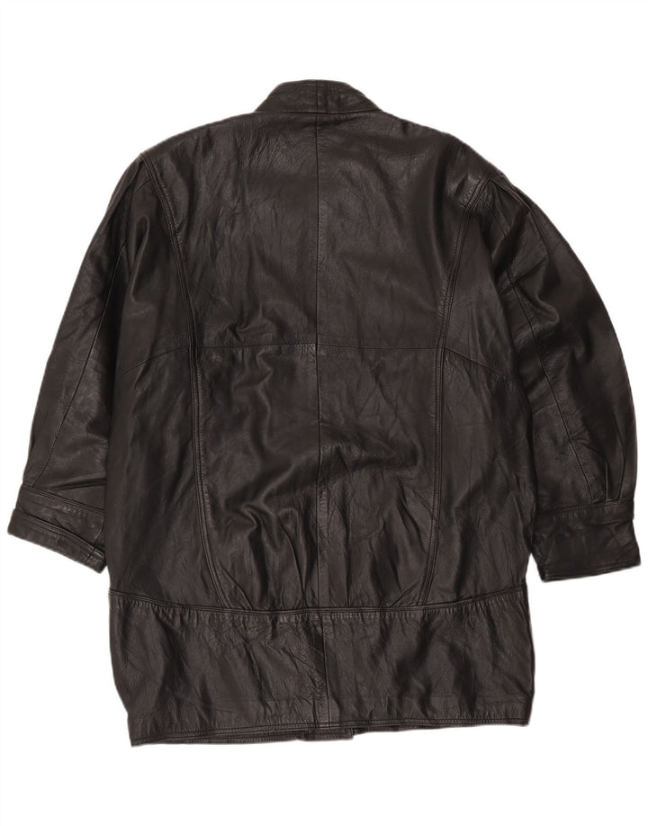 Pierce Arrow Womens Oversized Leather Coat EU 42 Large Black