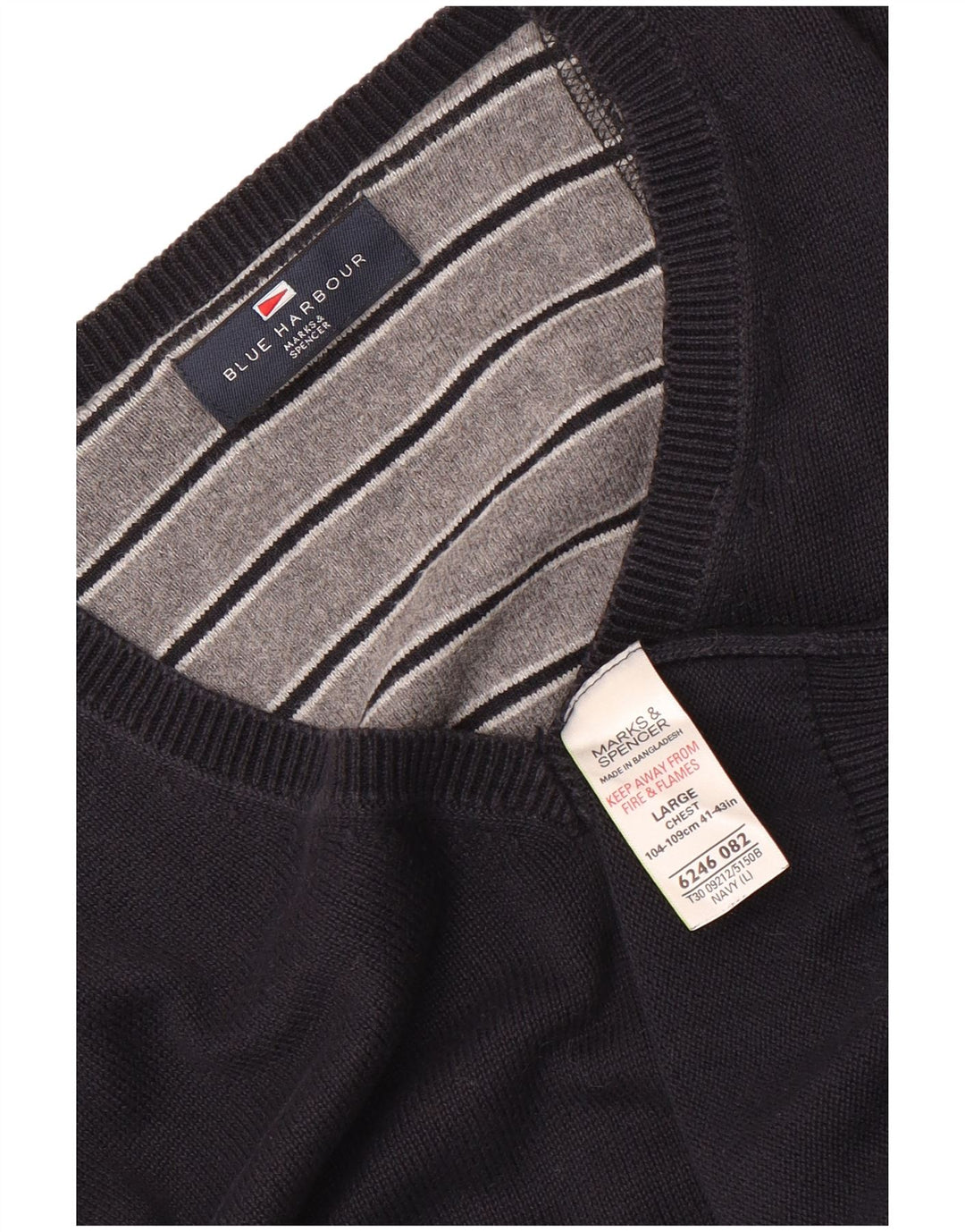 Marks & Spencer Mens Blue Harbour V-Neck Jumper Sweater Large Navy Blue