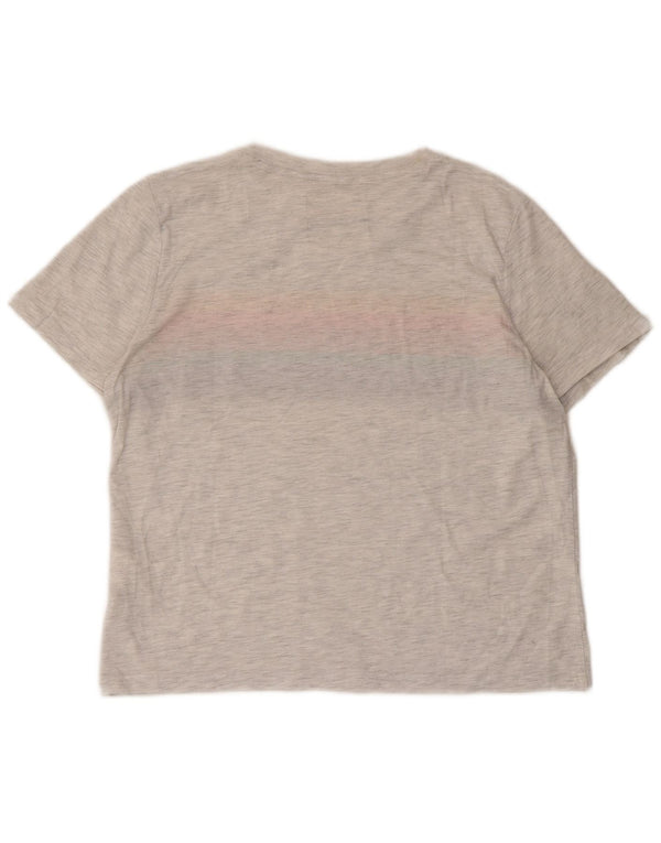 Superdry Womens Graphic T-Shirt Top UK 14 Medium Grey Striped Cotton