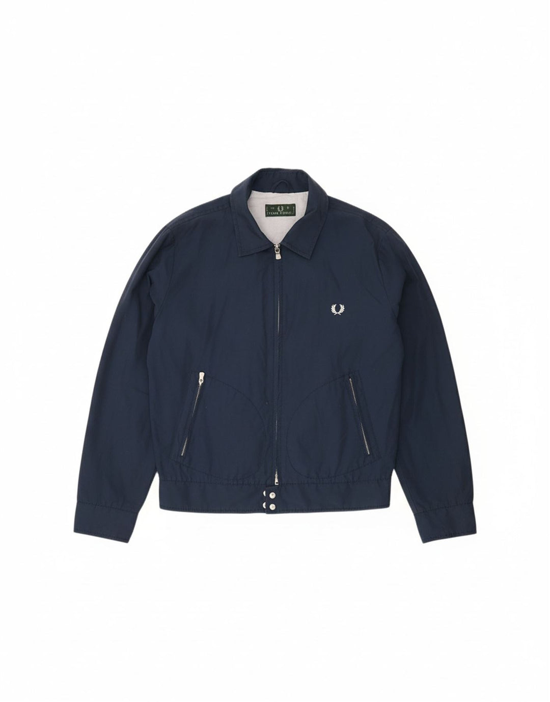 FRED PERRY Mens Bomber Jacket UK 40 Large Navy Blue Cotton