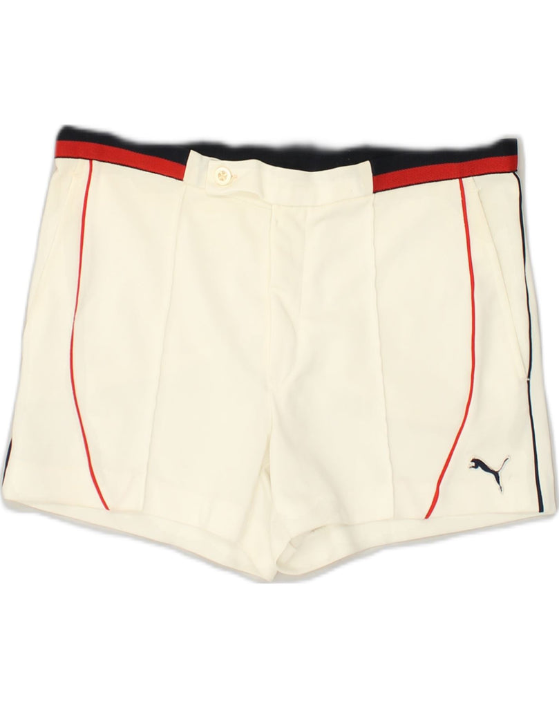 PUMA Mens Sport Shorts Large Off White | Vintage Puma | Thrift | Second-Hand Puma | Used Clothing | Messina Hembry 