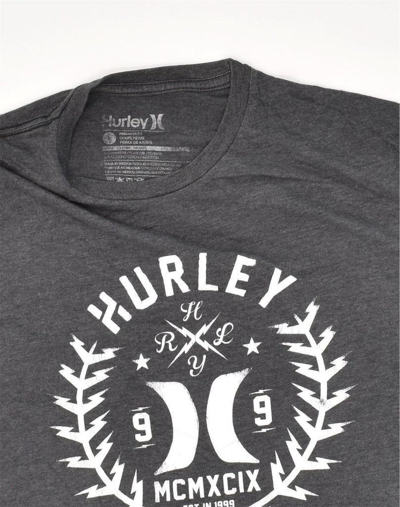 HURLEY Mens Graphic T-Shirt Top Large Grey Polyester | Vintage Hurley | Thrift | Second-Hand Hurley | Used Clothing | Messina Hembry 