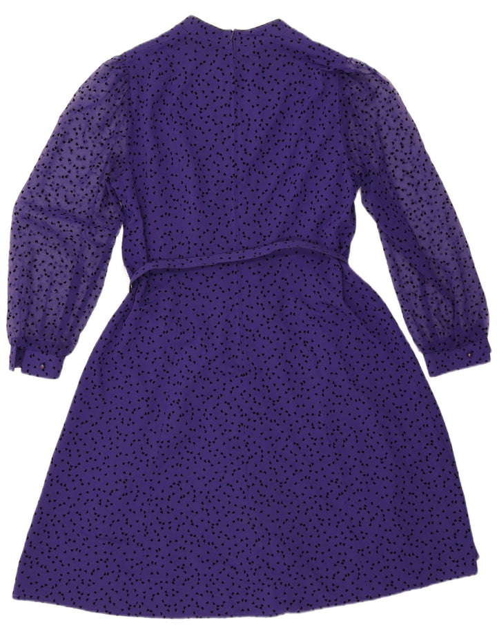 FRANKENWALDER Womens Long Sleeve A-Line Dress EU 46 XL Purple Spotted