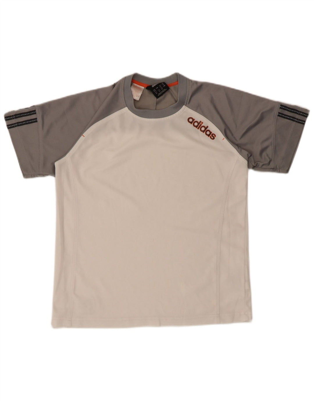 ADIDAS Boys T-Shirt Top 13-14 Years White Colourblock Polyester