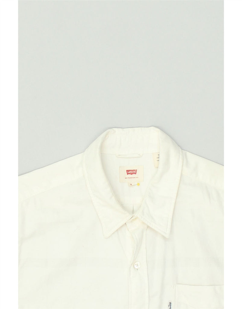 LEVI'S Mens Short Sleeve Shirt Small Off White Cotton | Vintage Levi's | Thrift | Second-Hand Levi's | Used Clothing | Messina Hembry 