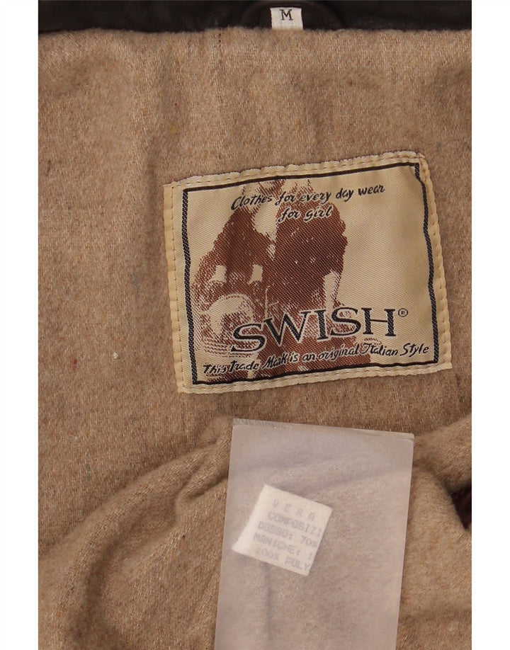 Swish Womens Oversized Leather Jacket UK 14 Medium Brown Leather