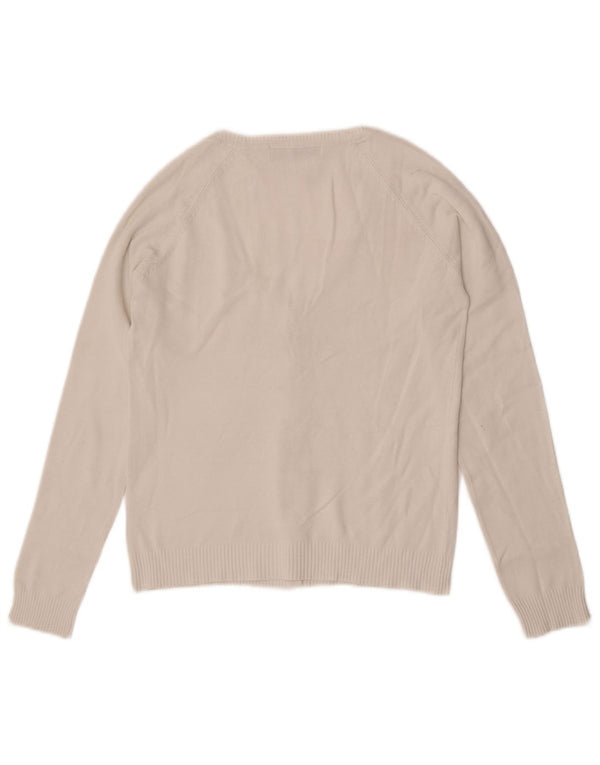 Zara Womens Crop Cardigan Sweater UK 12 Medium White Cotton