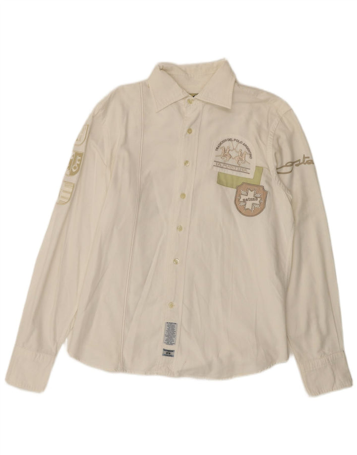 LA MARTINA Mens Buenos Aires Graphic Shirt Medium White Cotton