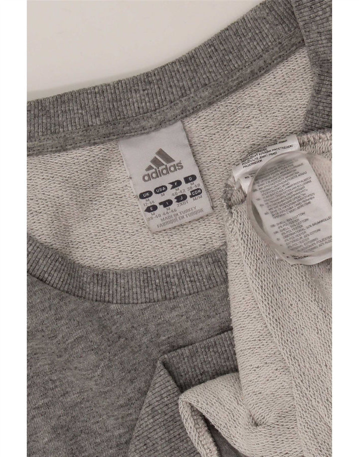 Adidas Womens Sweatshirt Jumper UK 12/14 Medium Grey Cotton