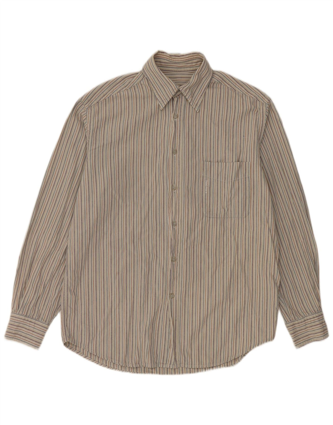 Think Pink Mens Shirt Small Grey Striped Cotton