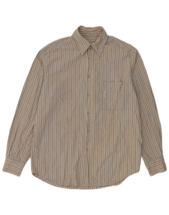 Think Pink Mens Shirt Small Grey Striped Cotton