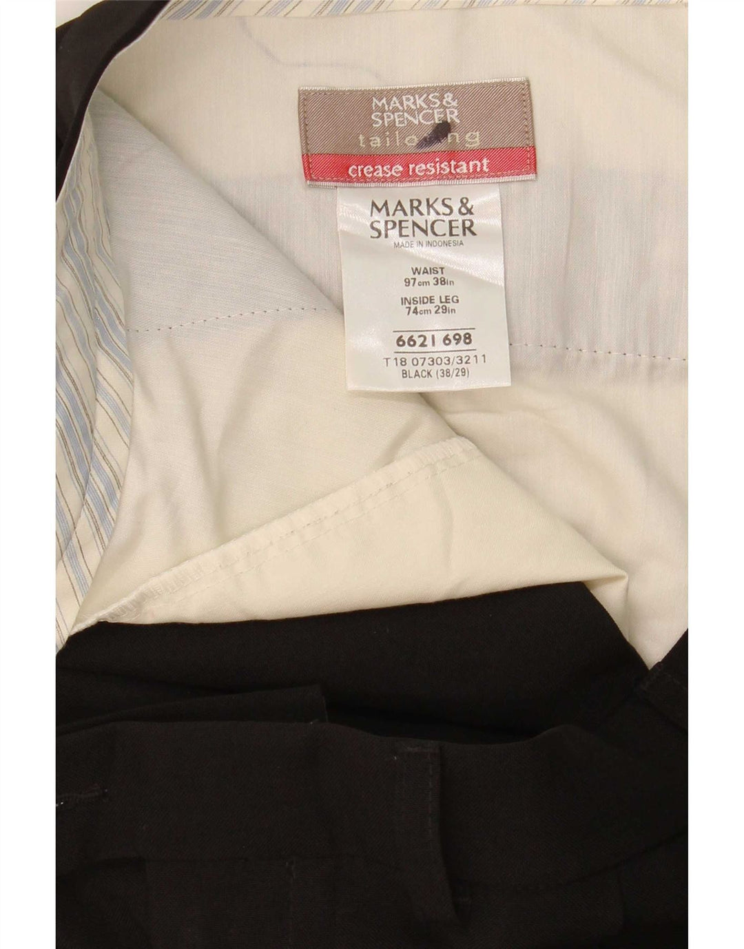Marks & Spencer Mens Pegged Suit Trousers W38 L29 Black Polyester