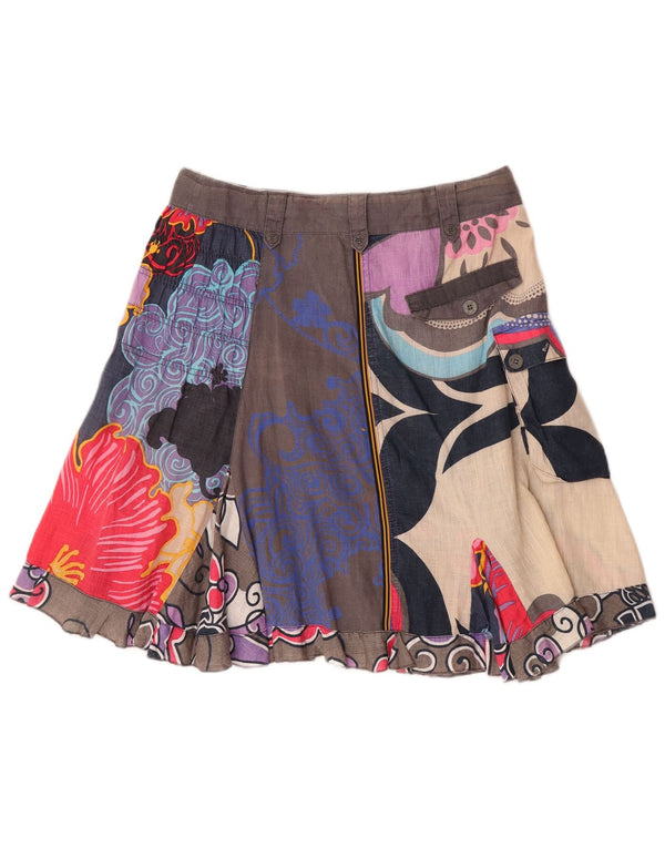 D.E.P.T Womens A-Line Skirt XS W28 Multicoloured Floral Linen