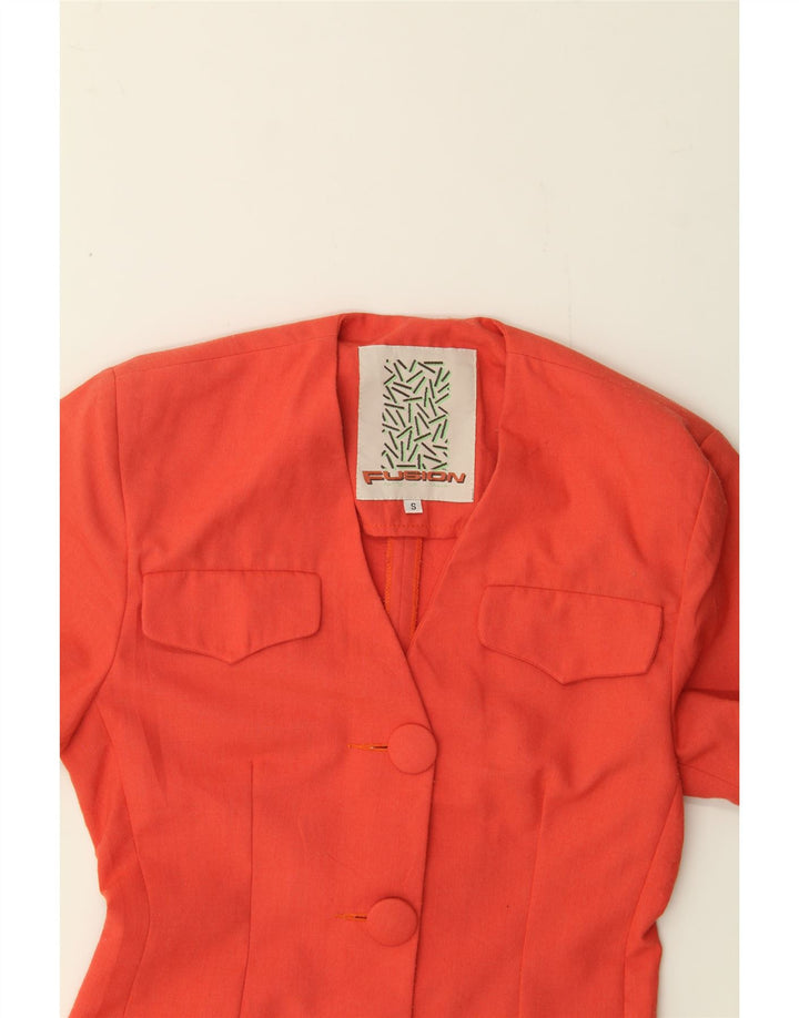 VINTAGE Womens 4 Button Longline Blazer Jacket UK 10 Small Orange Vintage Vintage and Second-Hand Vintage from Messina Hembry 