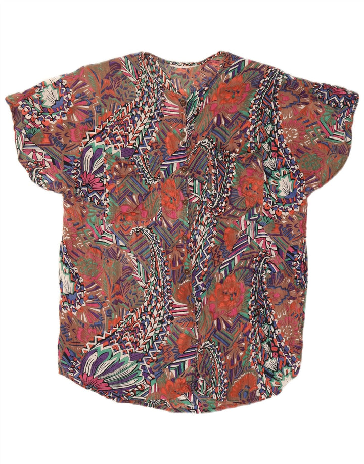 Vintage Womens Abstract Pattern Shirt Blouse UK 14 Large Multicoloured
