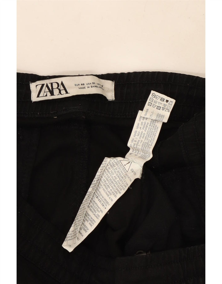 ZARA Mens Joggers Cargo Trousers EU 40 Medium W31 L27 Black Cotton