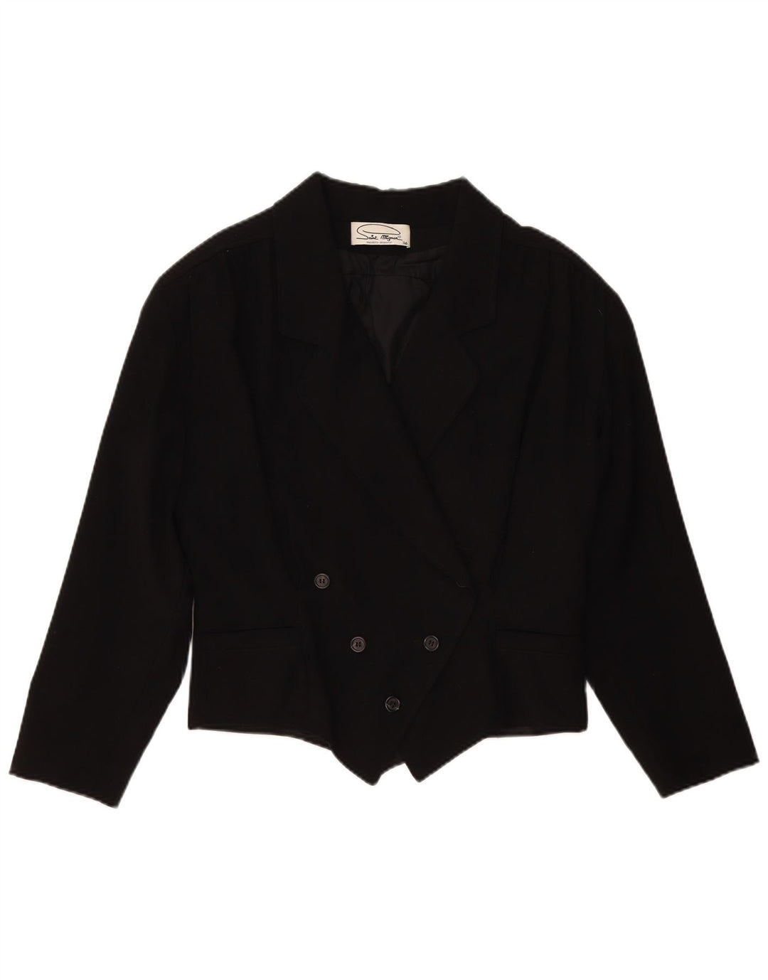 Vintage Womens Double Breasted Oversized Blazer Jacket EU 36 Small Black