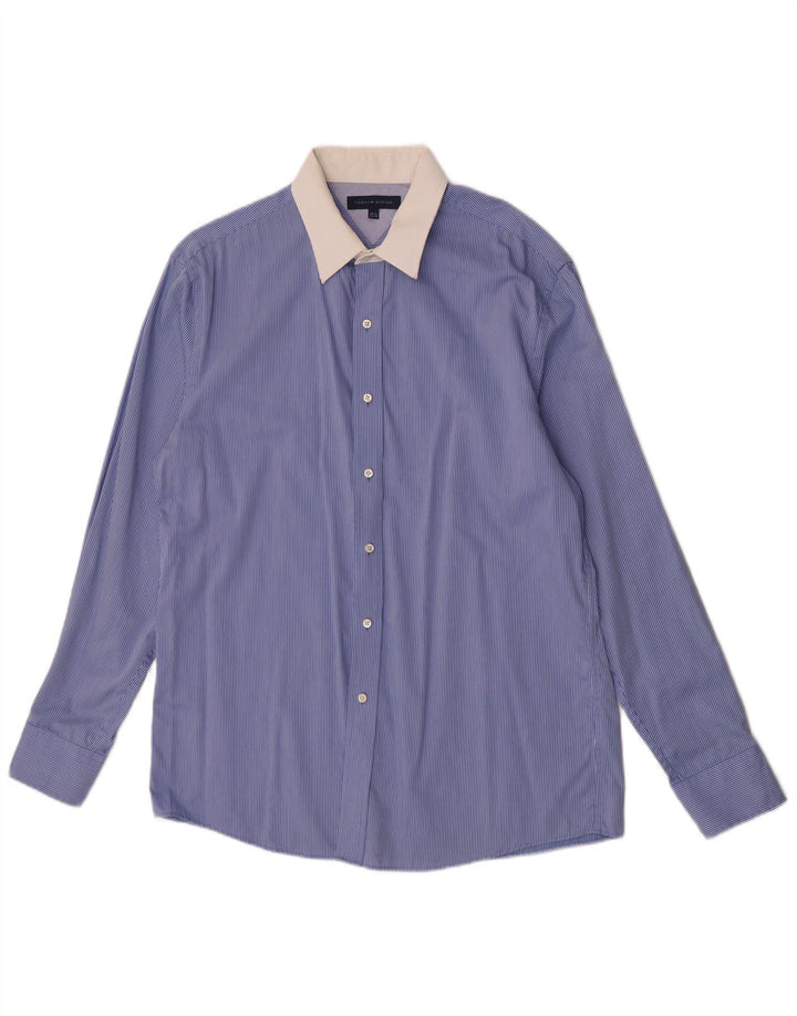 Tommy Hilfiger Mens Shirt Size 16 1/2 Large Blue Pinstripe