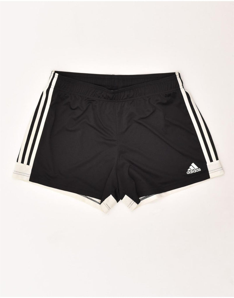 ADIDAS Womens Sport Shorts UK 16-18 Large Black Colourblock Polyester | Vintage Adidas | Thrift | Second-Hand Adidas | Used Clothing | Messina Hembry 