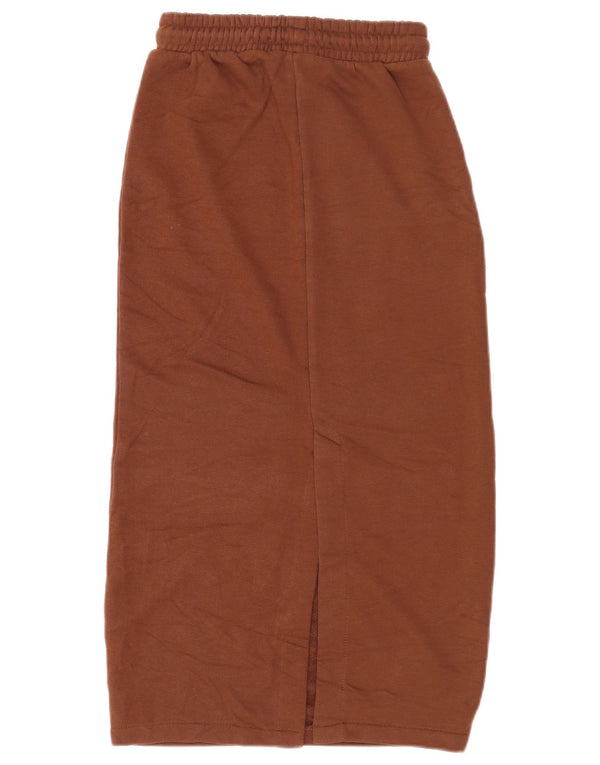 Zara Womens High Waist Midi Skirt Small W26 Brown Cotton