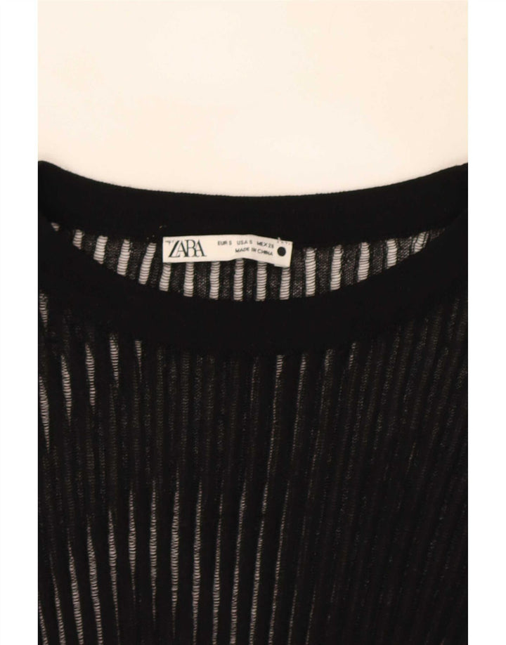 Zara Womens Top Long Sleeve UK 8 Small Black
