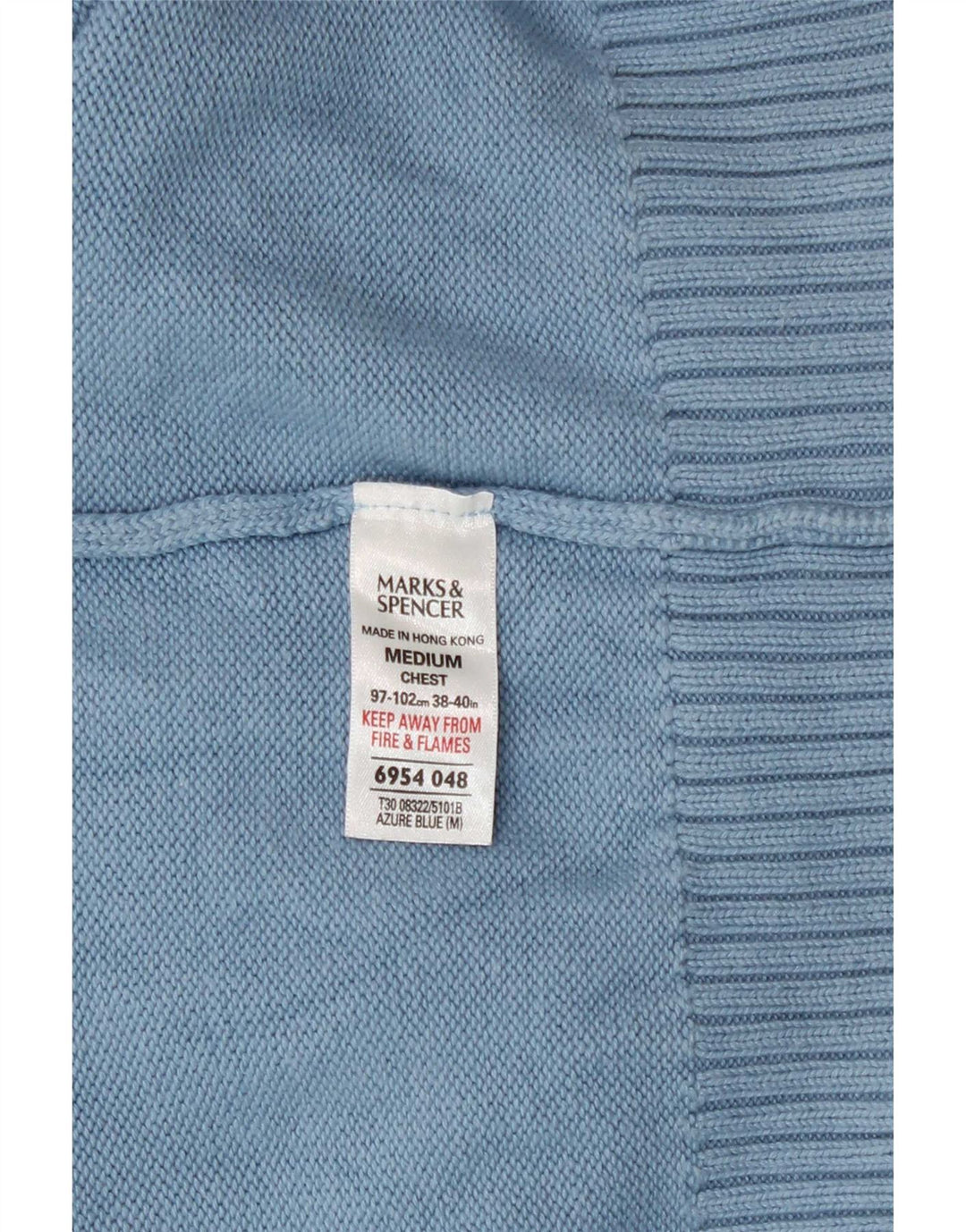 Marks & Spencer Mens Blue Harbour V-Neck Jumper Sweater Medium Cotton