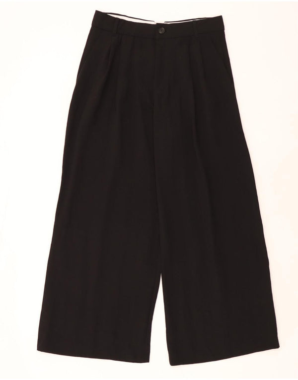 Zara Womens High Waist Wide Leg Casual Trousers Large W30 L30 Black