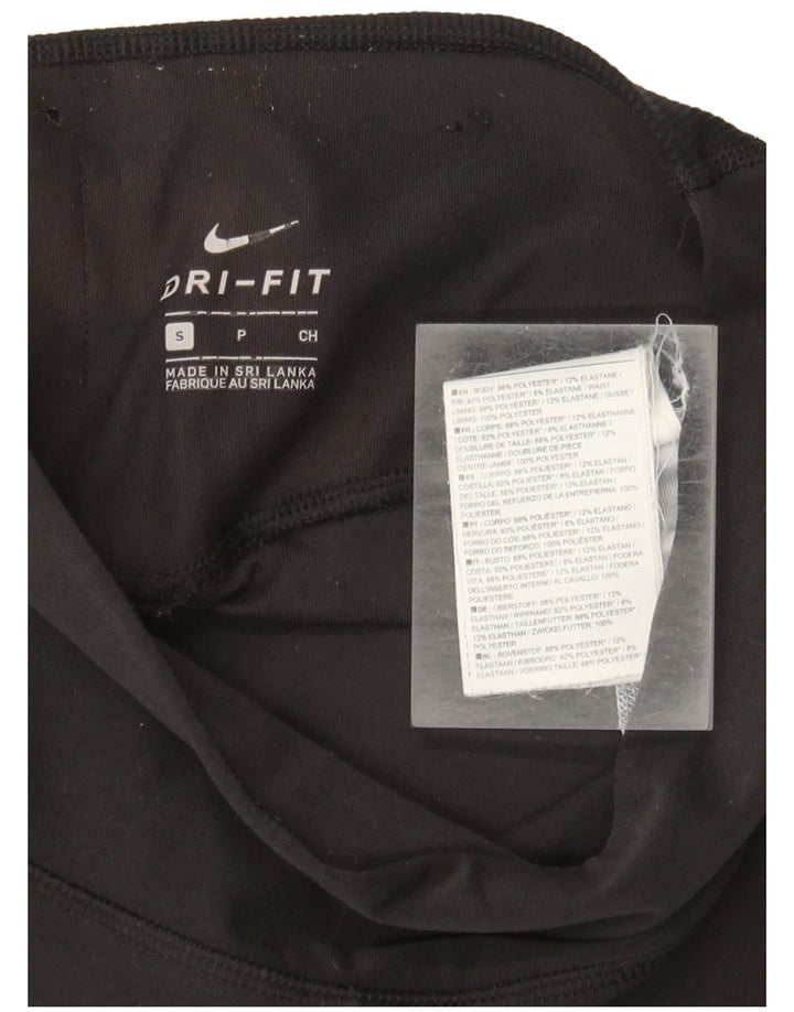 Nike Womens Dri Fit Capri Leggings UK 10 Small  Black Colourblock Polyester