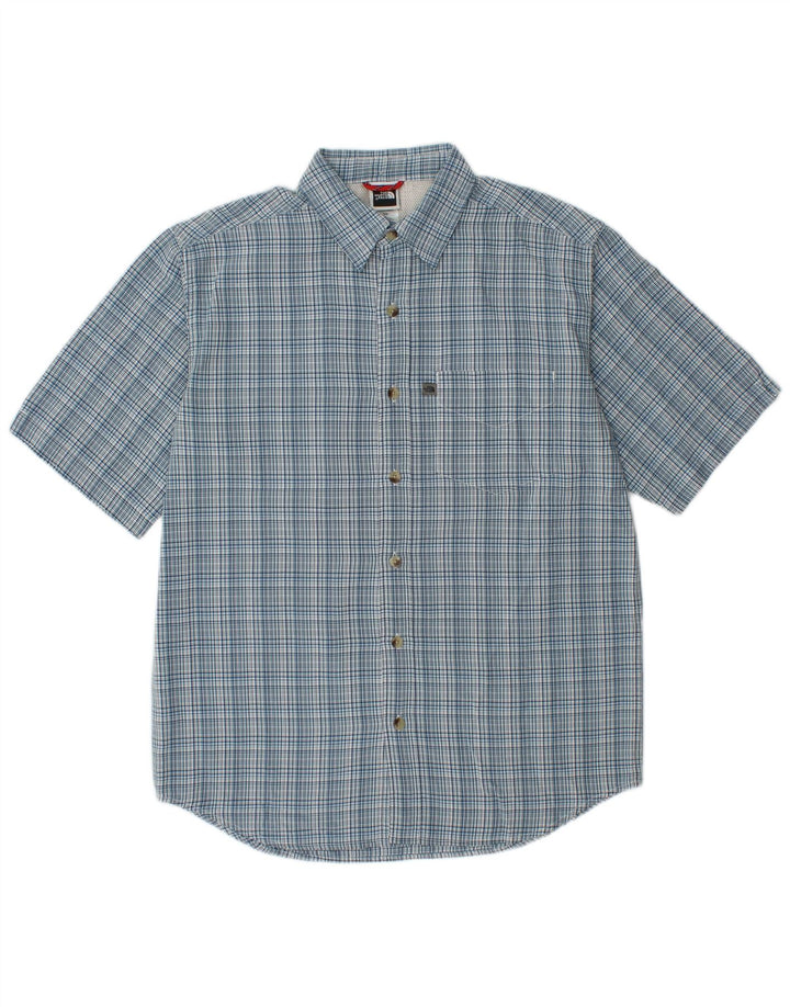 The North Face Mens Short Sleeve Shirt Small Blue Check Modal