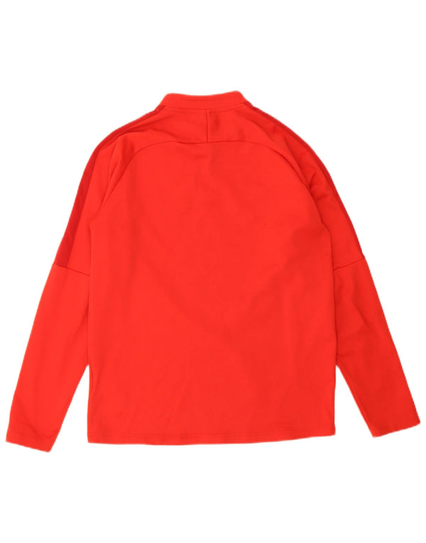 Nike Boys Dri Fit Zip Neck Top Long Sleeve 13-14 Years XL Red Polyester