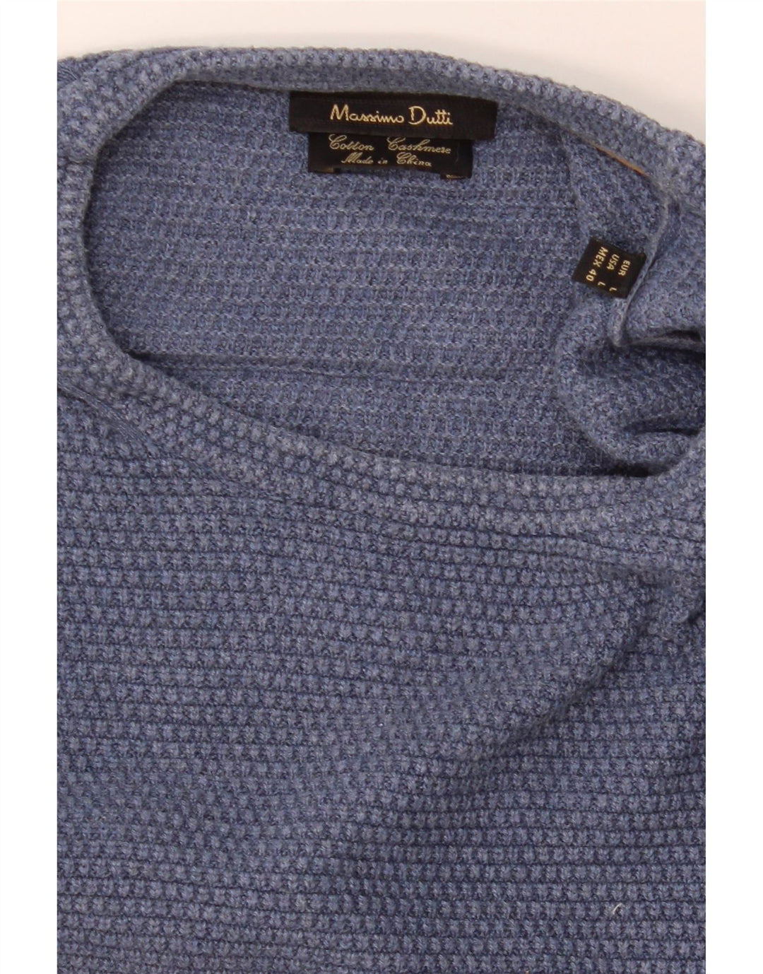 Massimo Dutti Mens Crew Neck Jumper Sweater Large Blue Cotton