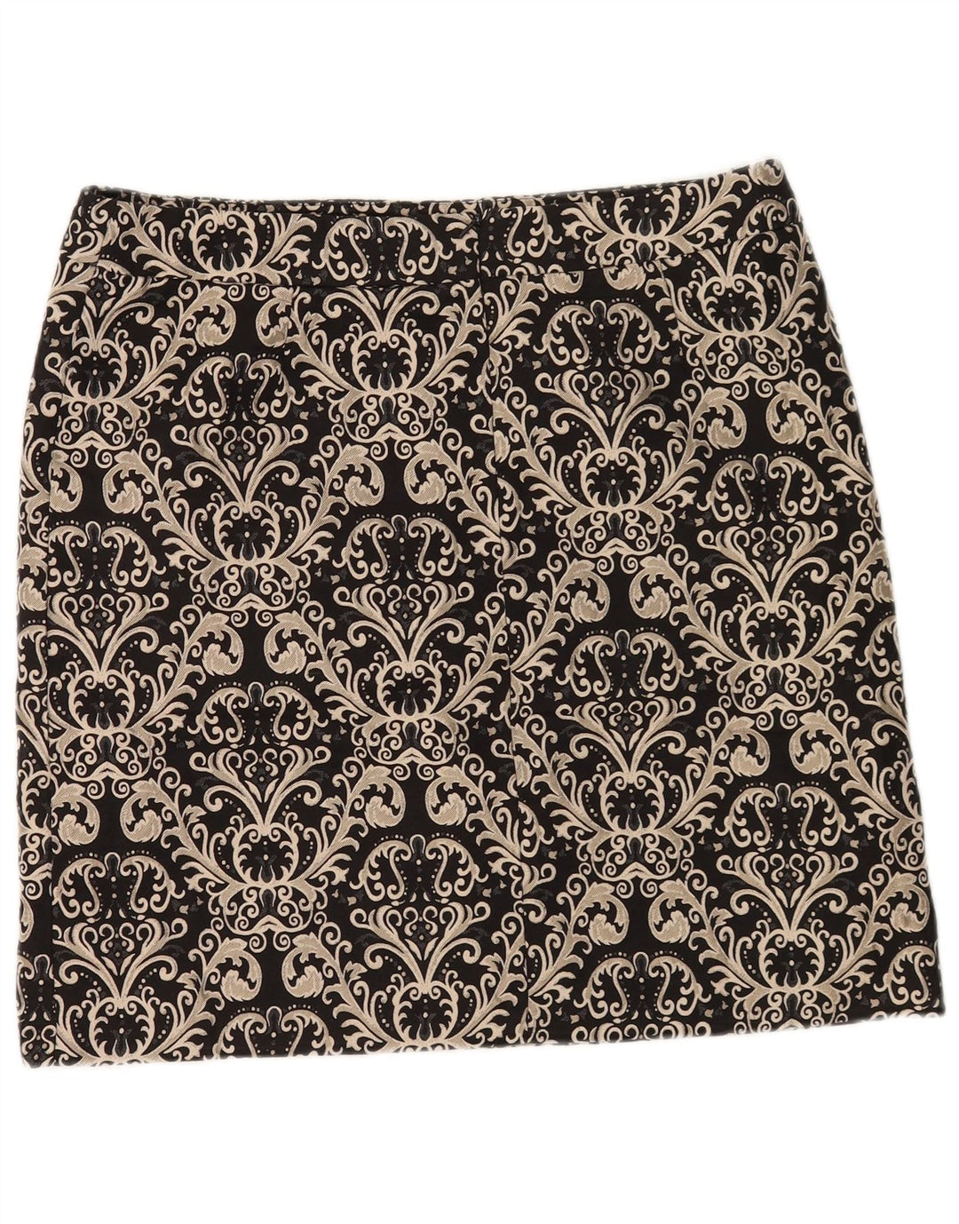 Marks & Spencer Womens Mini Skirt UK 14 Large W34 Gold Paisley Polyester