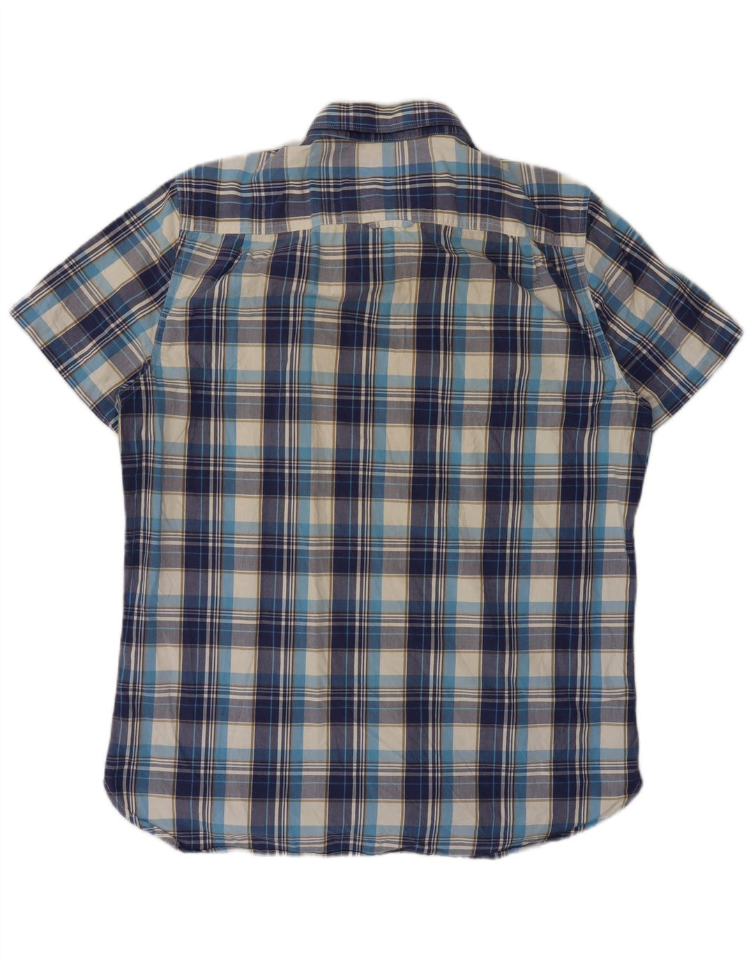 SUPERDRY Mens Short Sleeve Shirt XL Blue Check Cotton
