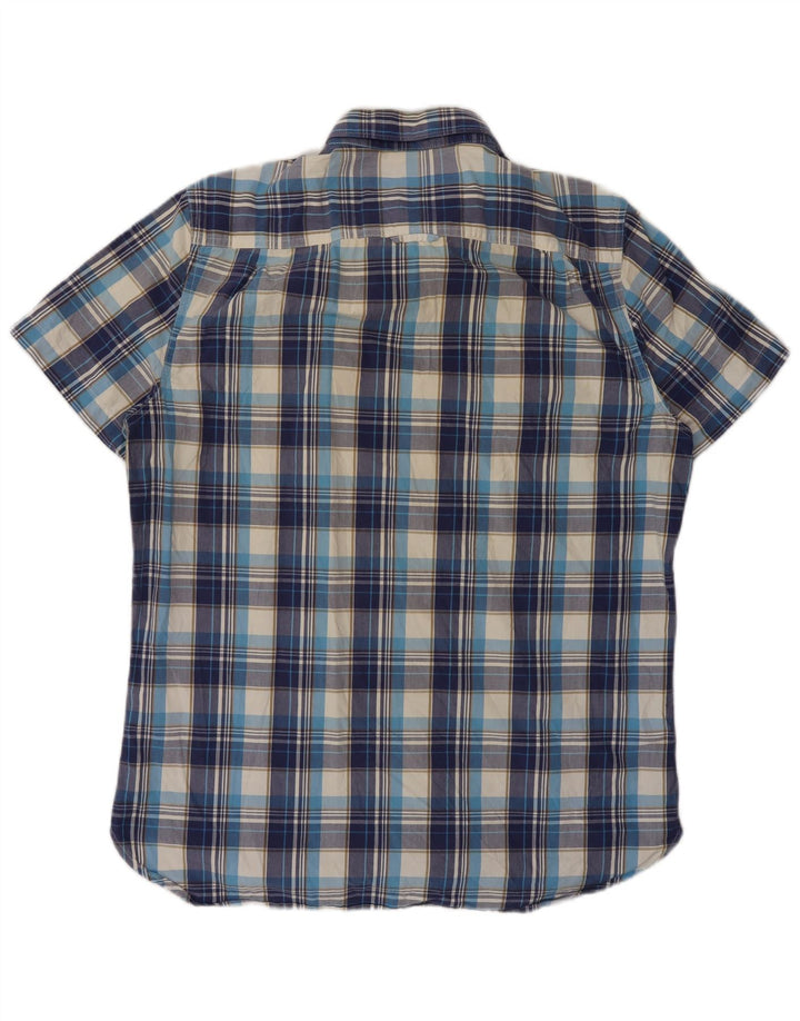 SUPERDRY Mens Short Sleeve Shirt XL Blue Check Cotton