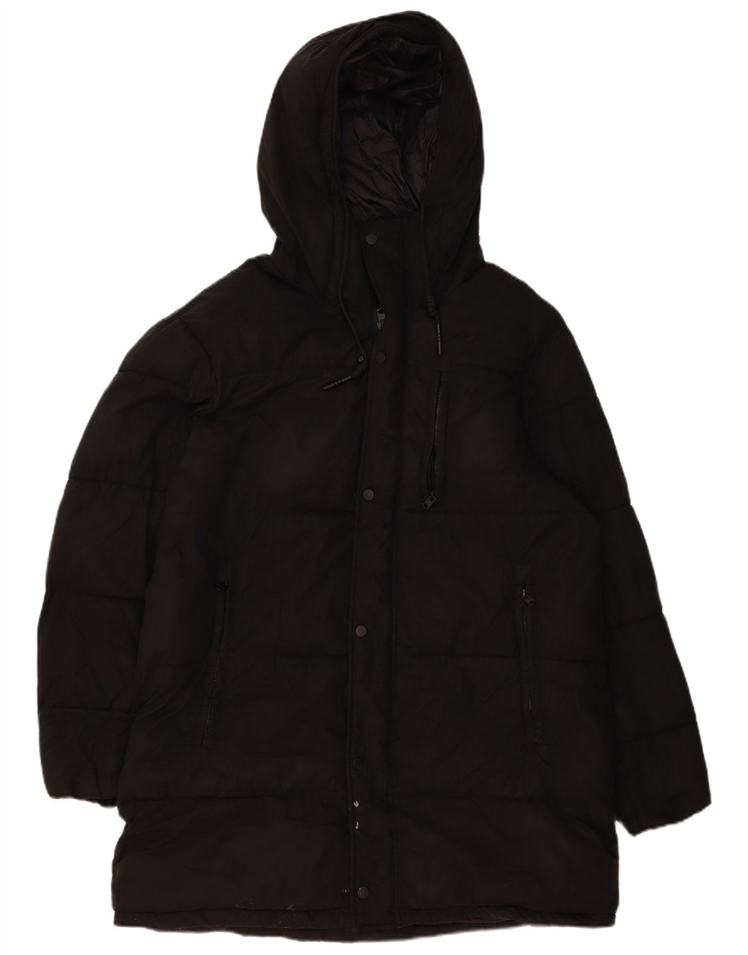 Zara Mens Hooded Padded Coat UK 40 Large Black
