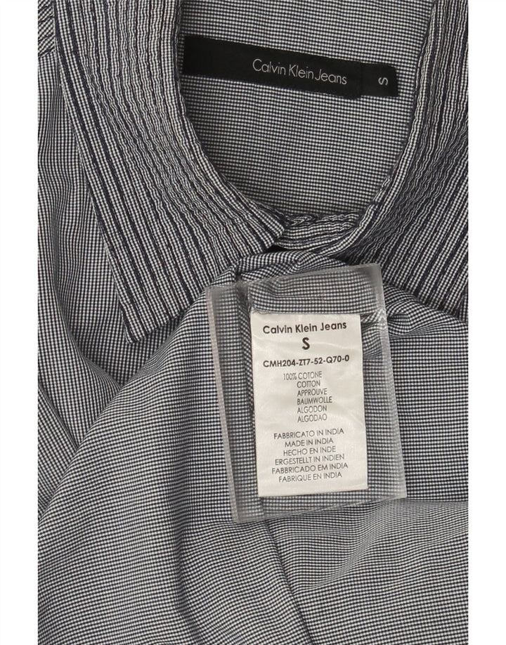 Calvin Klein Jeans Mens Checked  Shirt Small Blue Pinstripe Cotton
