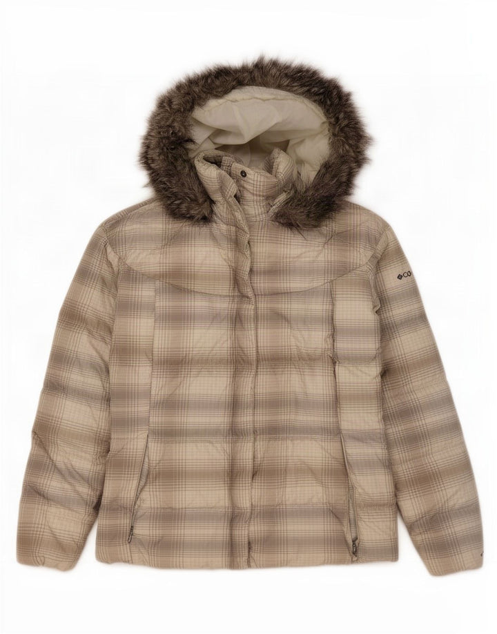 Columbia Womens Hooded Padded Jacket UK 18 XL Grey Check Polyester