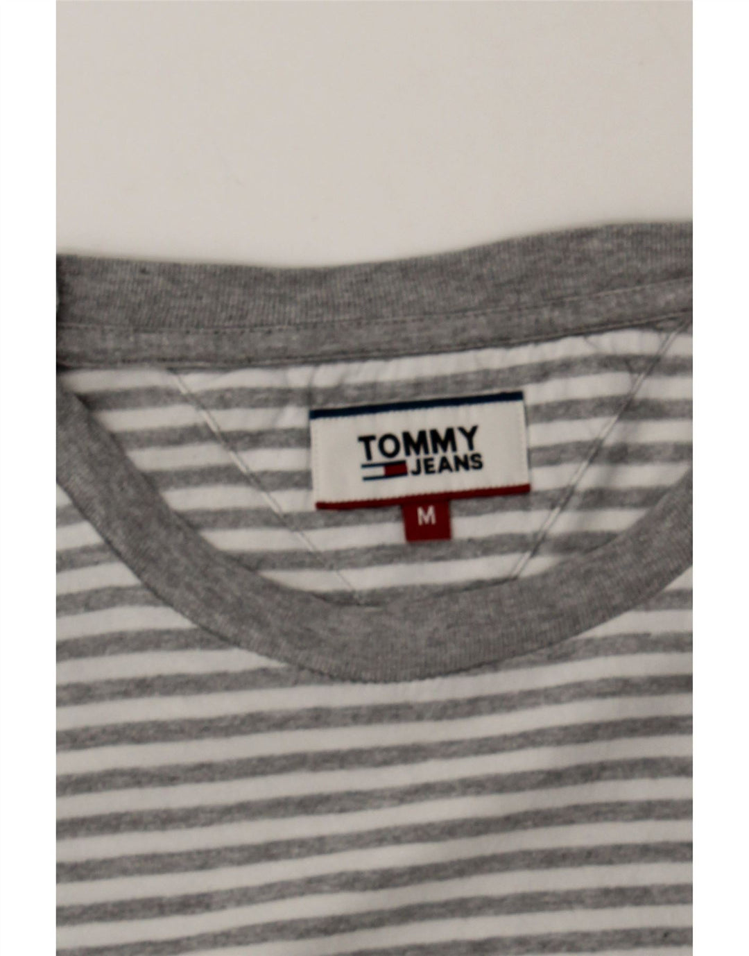 TOMMY HILFIGER Mens T-Shirt Top Medium Grey Pinstripe Vintage Tommy Hilfiger and Second-Hand Tommy Hilfiger from Messina Hembry 