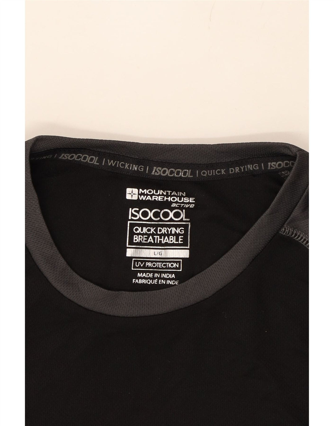 MOUNTAIN WAREHOUSE Mens T-Shirt Top Large Black Colourblock Polyester Vintage Mountain Warehouse and Second-Hand Mountain Warehouse from Messina Hembry 