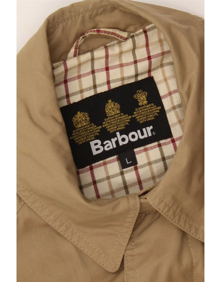 Barbour Mens Trench Coat UK 40 Large Beige Cotton