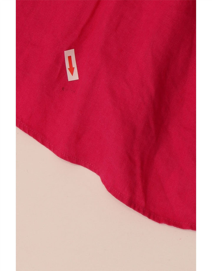 JAEGER Womens 3/4 Sleeve Shirt UK 14 Medium Pink Linen