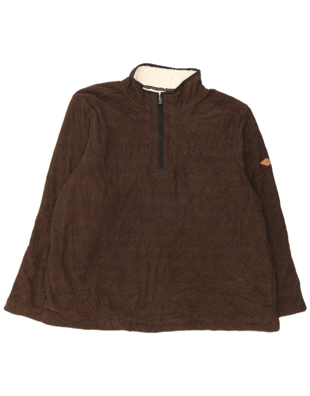Orvis Mens 1/4 Zip Zip Neck Sweatshirt Jumper 2XL Brown Polyester
