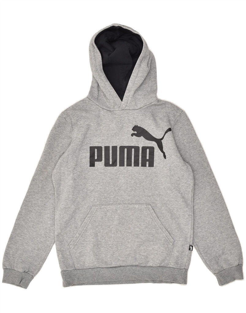 PUMA Boys Graphic Hoodie Jumper 13-14 Years Grey Cotton | Vintage Puma | Thrift | Second-Hand Puma | Used Clothing | Messina Hembry 