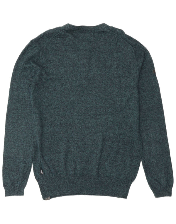 SUPERDRY Mens Crew Neck Jumper Sweater Small Blue Flecked Cotton