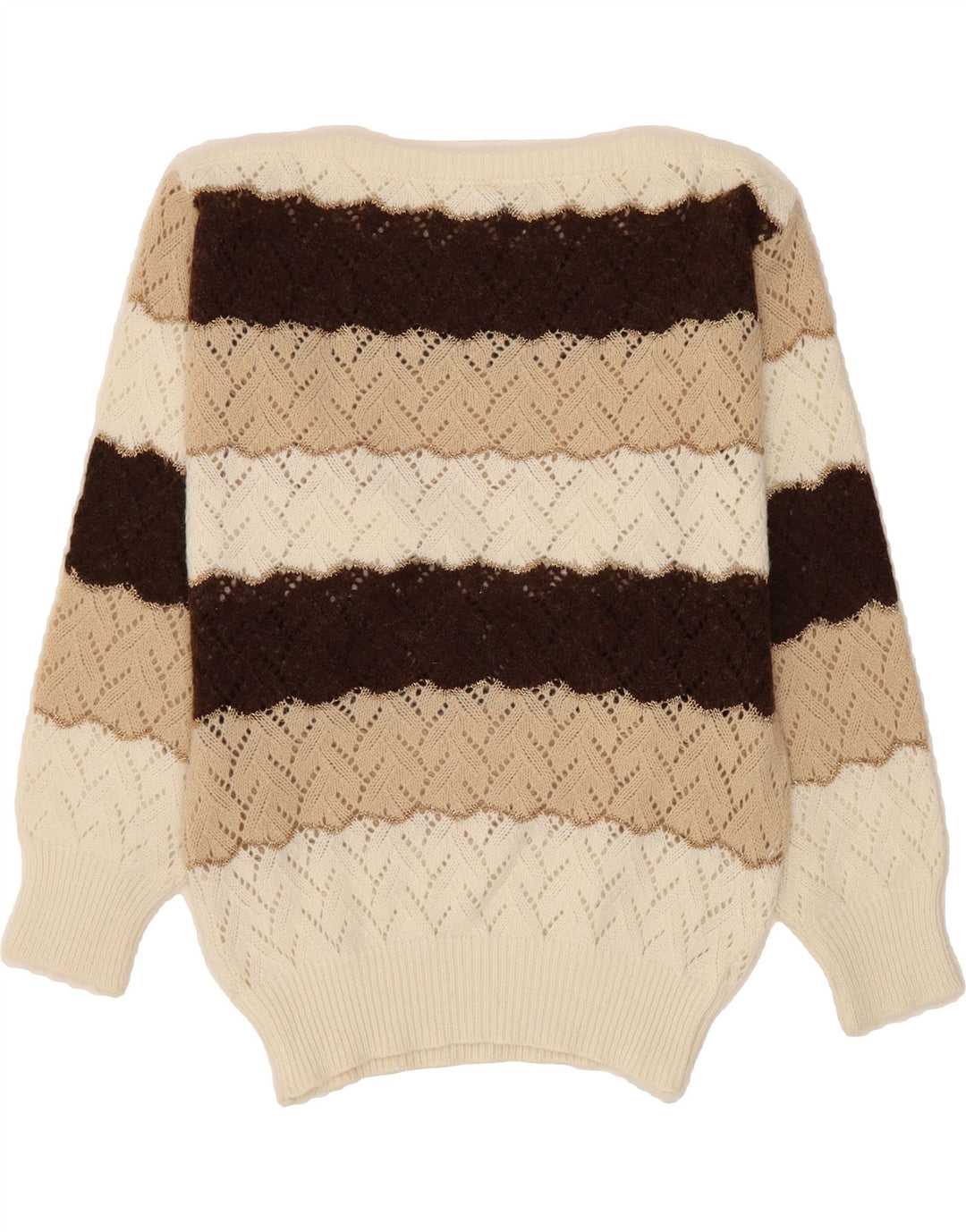 VINTAGE Womens Boat Neck Jumper Sweater IT 42 Medium Multicoloured Striped Vintage Vintage and Second-Hand Vintage from Messina Hembry 