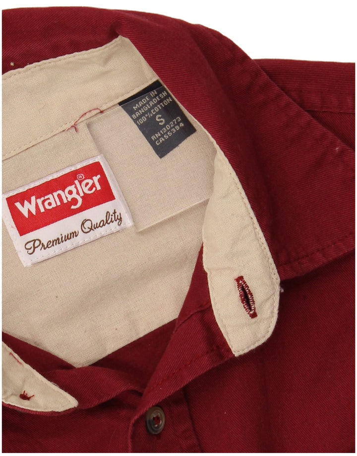 WRANGLER Mens Shirt Small Burgundy Cotton