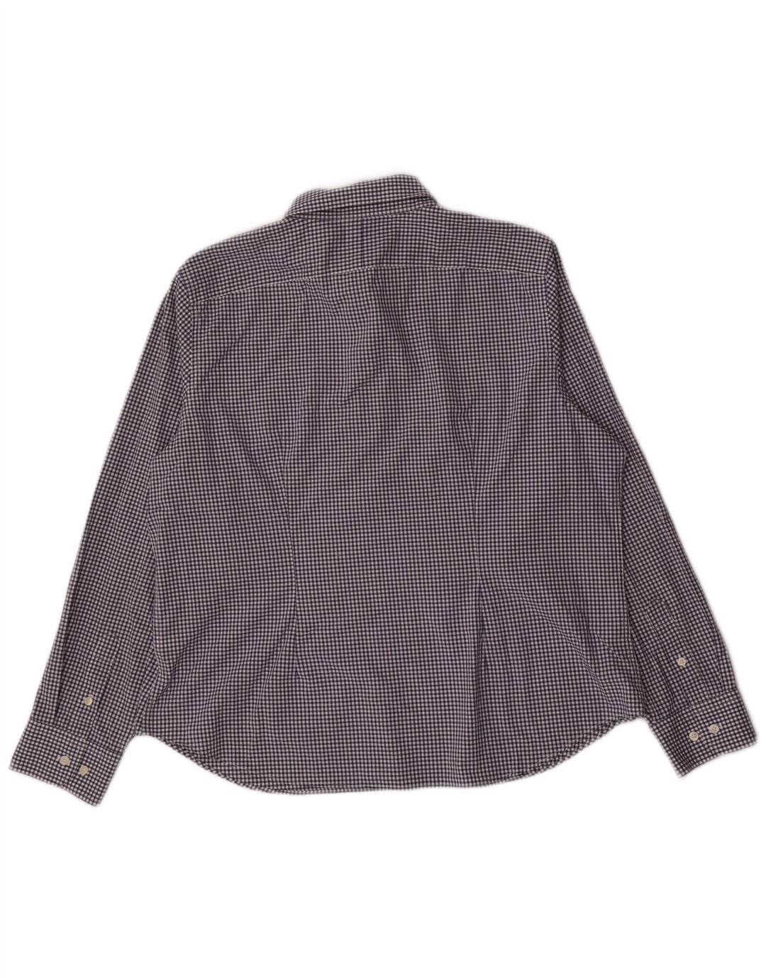 Chaps Womens Petite Shirt UK 14 Large Navy Blue Gingham